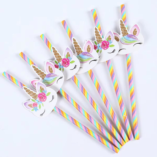 20 Unicorn Party Straws – Disposable Birthday Decorations for Kids, Baby Shower, Pool & Wedding
