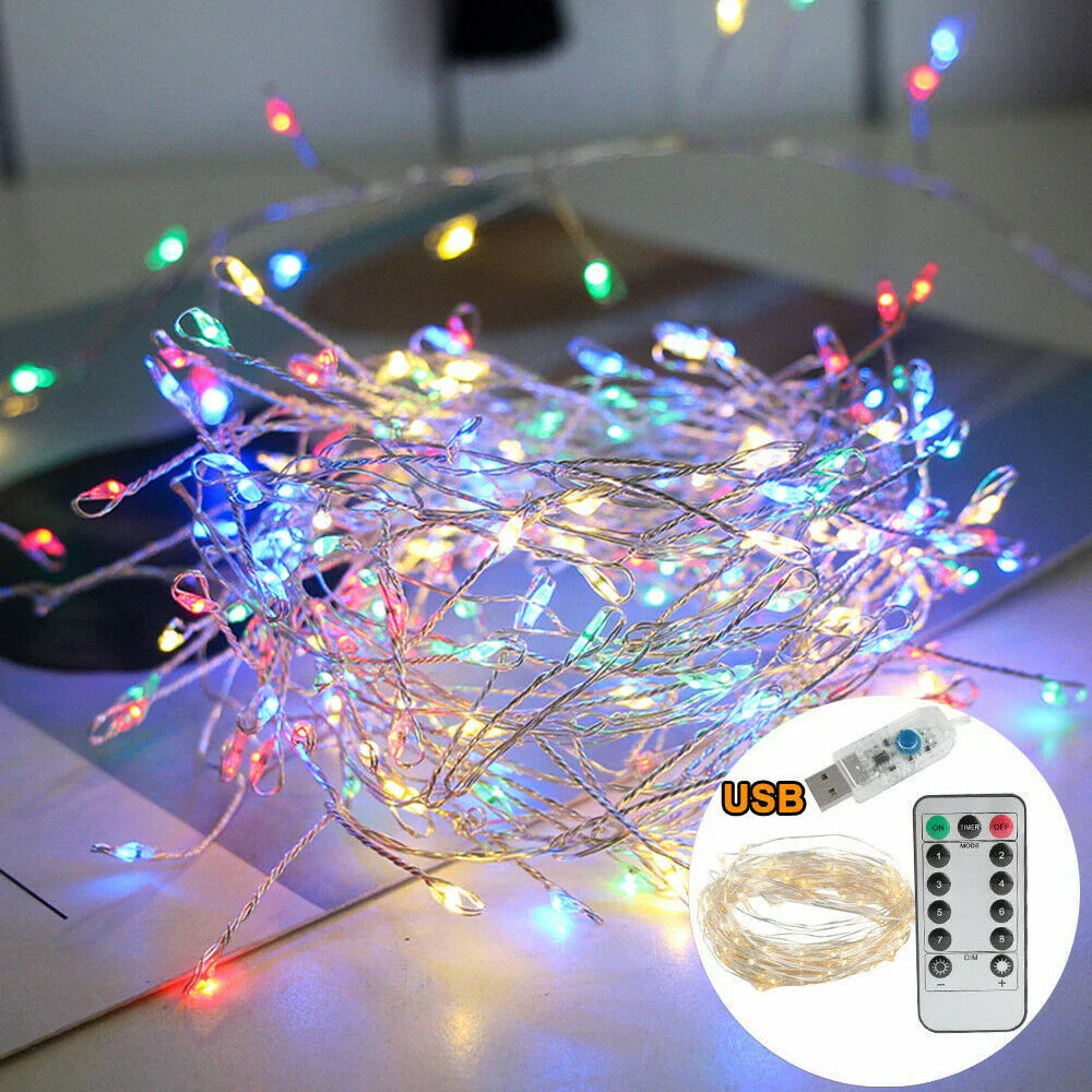 LED String Lights USB Copper Wire - 8 Modes Firecracker Fairy Lights with Remote Control