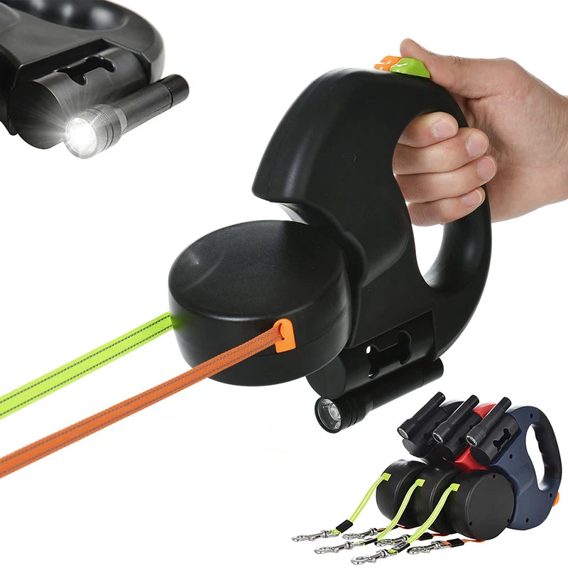 3M Retractable Dog Leash with LED Light – Reflective No-Tangle Leash for Small Dogs