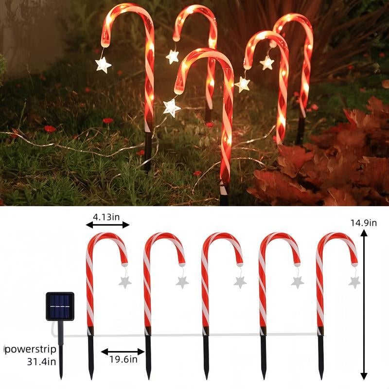 Solar Star Candy Cane Lights – LED Twinkle Xmas Decor
