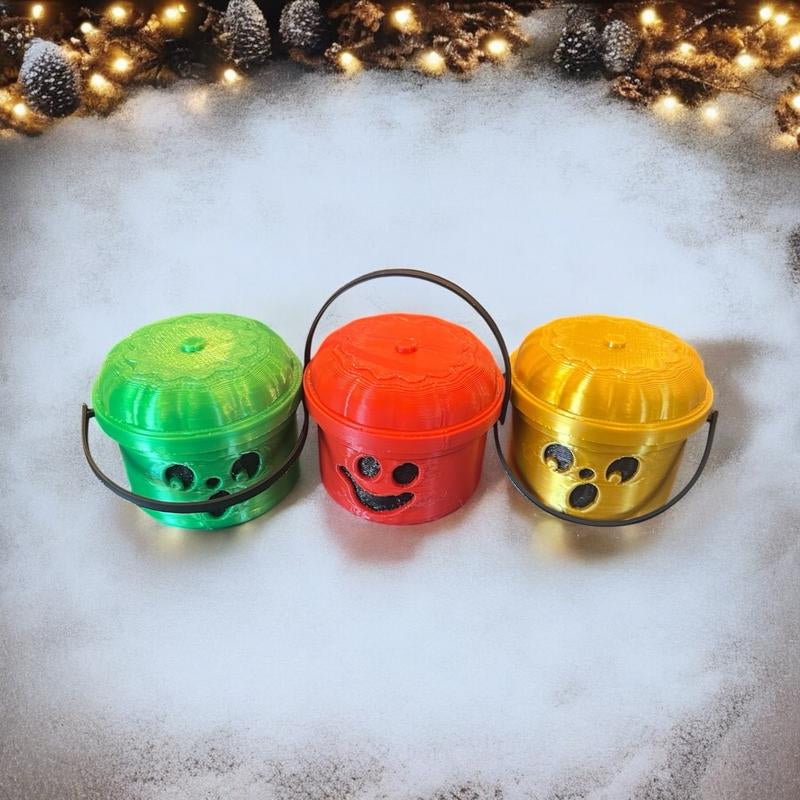 Holly Jolly Mini Bucket for Holiday Christmas Decor Container