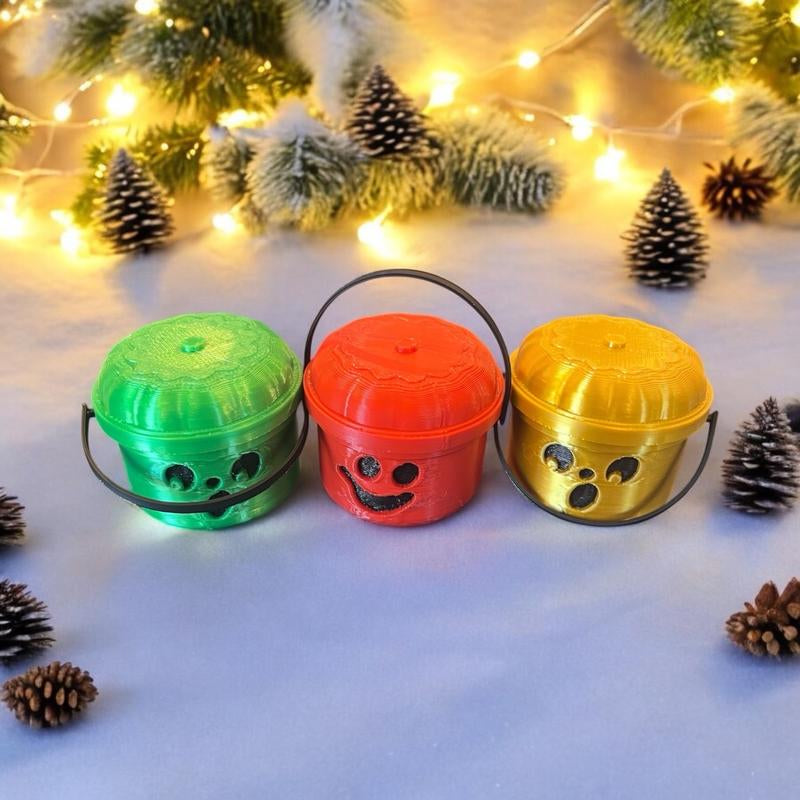 Holly Jolly Mini Bucket for Holiday Christmas Decor Container