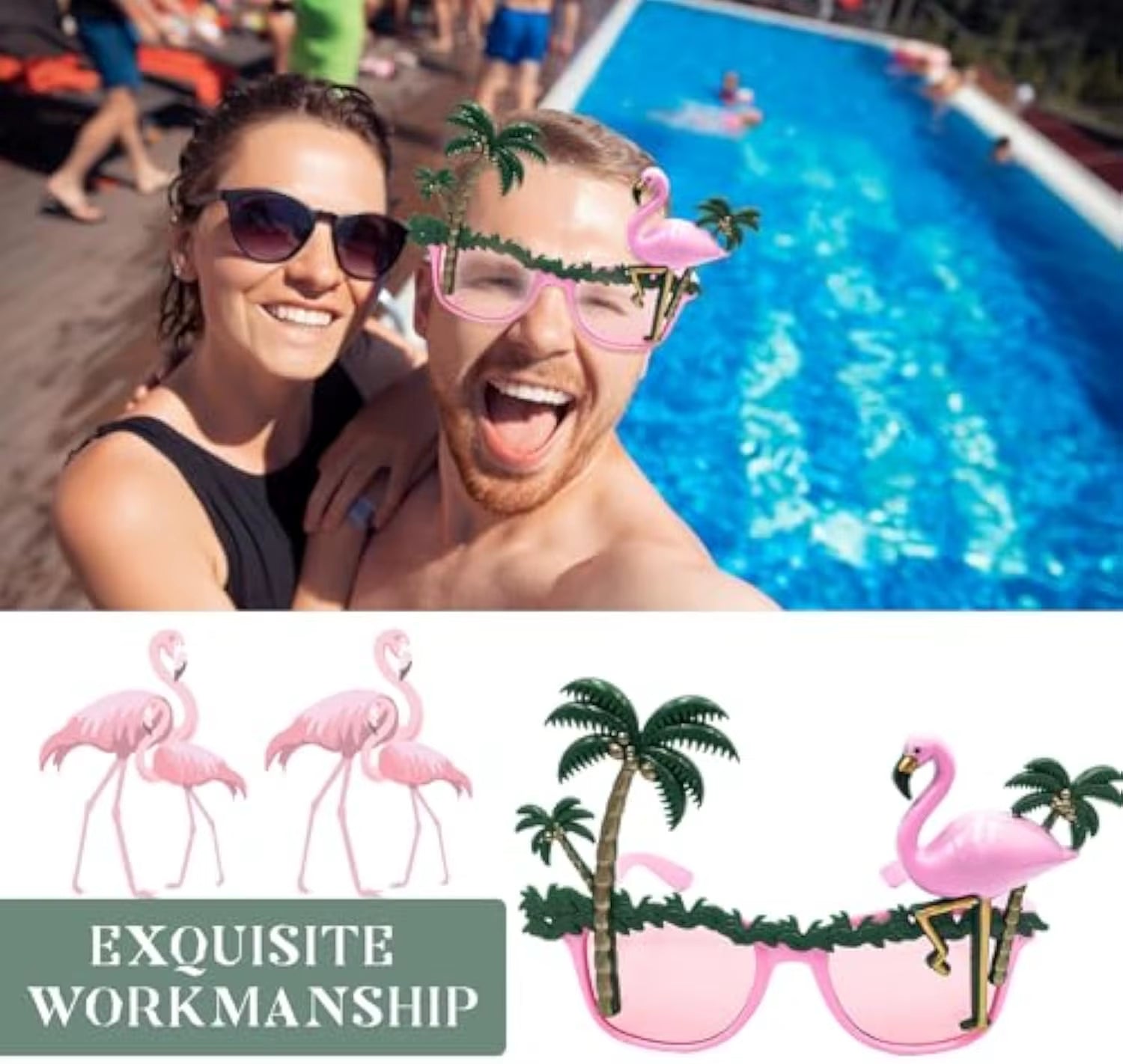 Hawaiian Luau Party Glasses – Funny Sunglasses & Photo Props for Summer Beach or Pool Birthday Decor