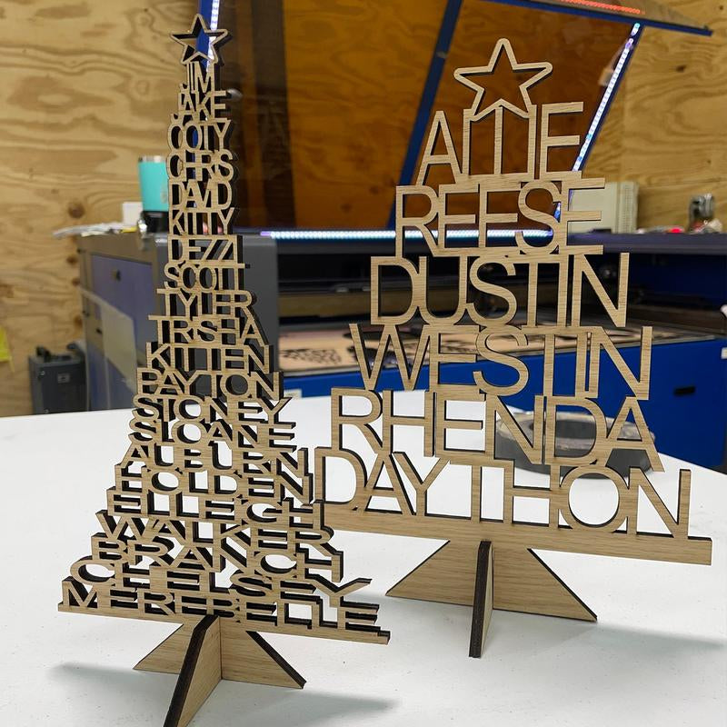 Personalized Christmas Tree Family Name Custom Christmas Decor Gift Oak