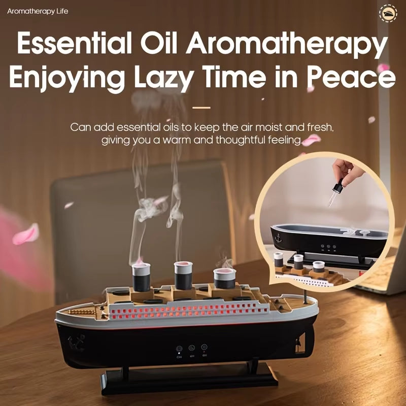 Design Titanic Ship Model Air Humidifier USB Home 250Ml Essential Oil Jellyfish Smoke Ring Spray Aroma Diffuser Remote Control