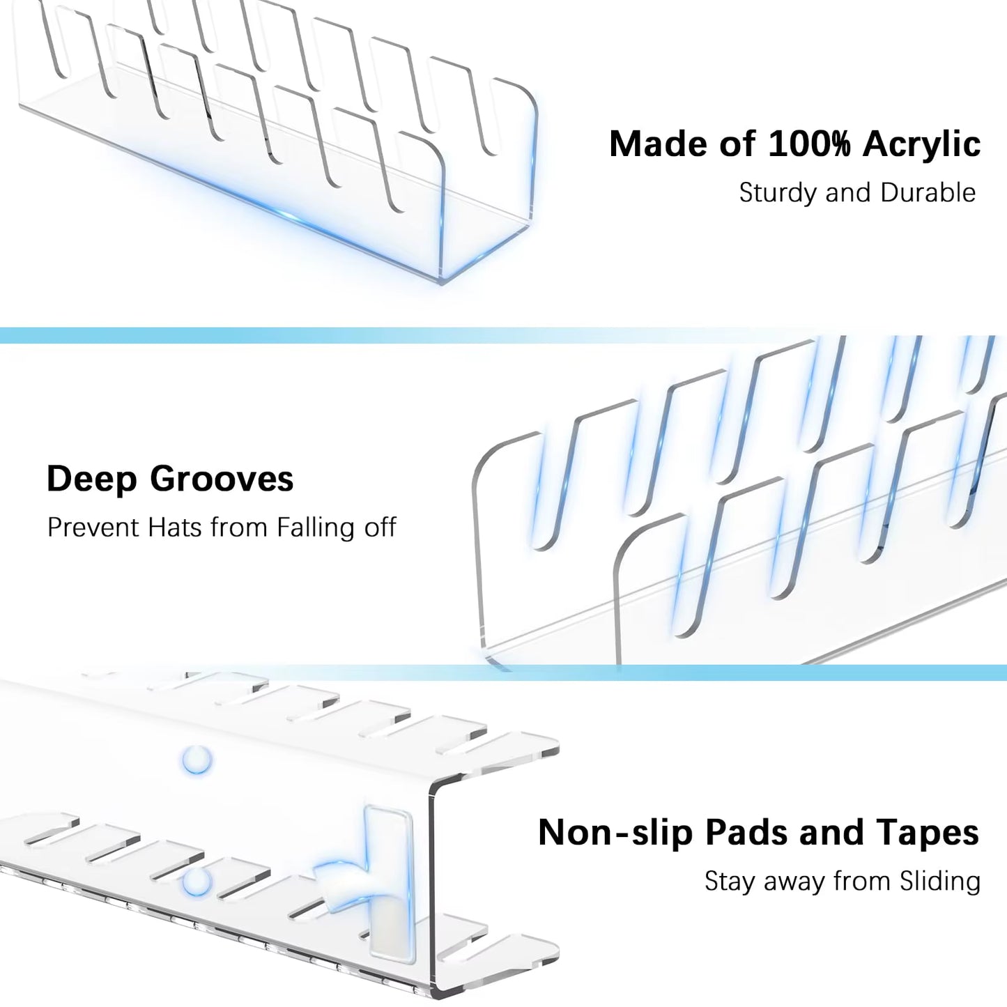 Acrylic Baseball Cap Holder – Durable Hat Storage Rack for Closet, Bedroom & Store Display