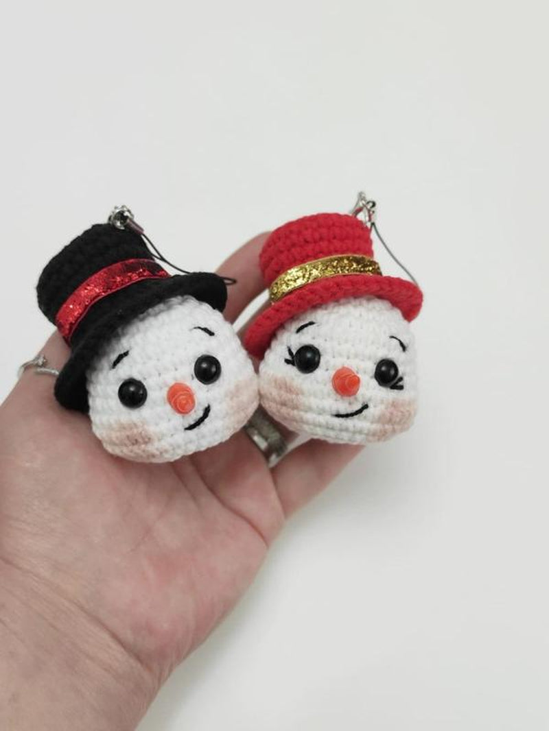 Crochet Snowman Bauble, Christmas Crochet, Snowman Christmas Tree Ornament, Crochet Snowman Keychain, Christmas Day Gift (Handmade Goods Will Be Made by Hand so the Production Time Will Be a Little Longer)