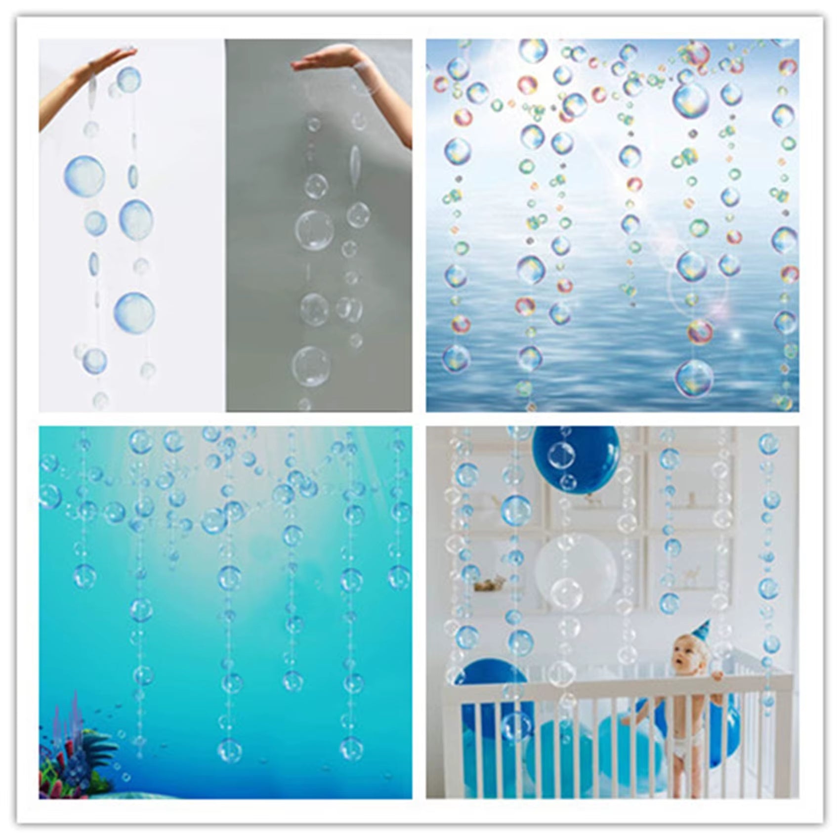 Under the Sea Bubble Garland – Ocean Theme Hanging Banner for Mermaid Birthday Party Decor