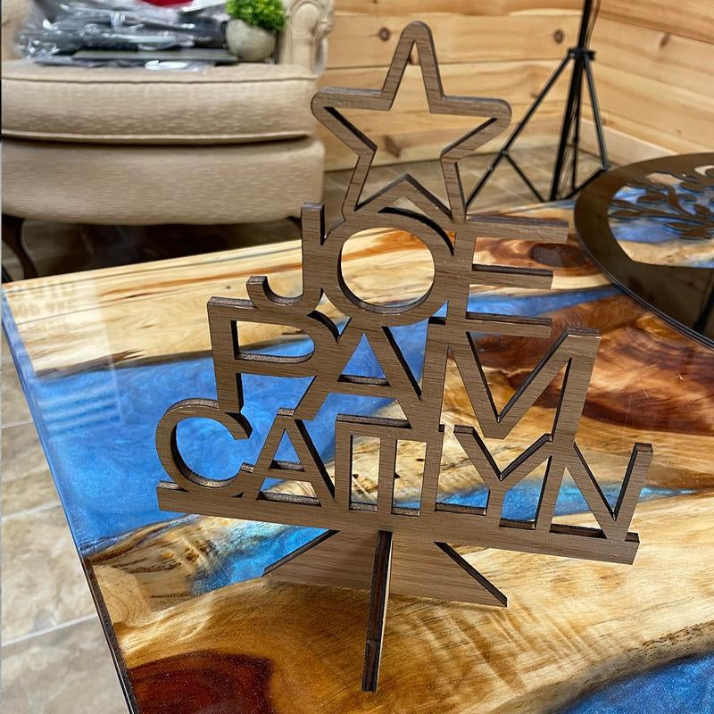 Personalized Christmas Tree Family Name Custom Christmas Decor Gift Oak