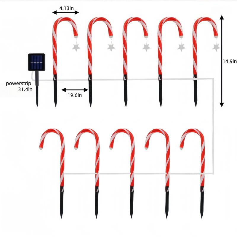 Solar Star Candy Cane Lights – LED Twinkle Xmas Decor