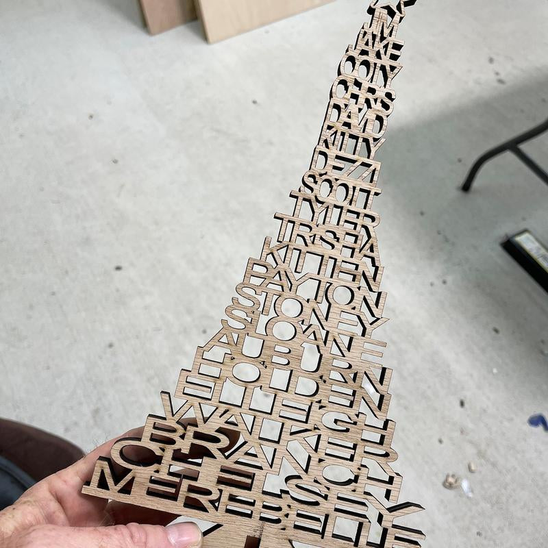 Personalized Christmas Tree Family Name Custom Christmas Decor Gift Oak