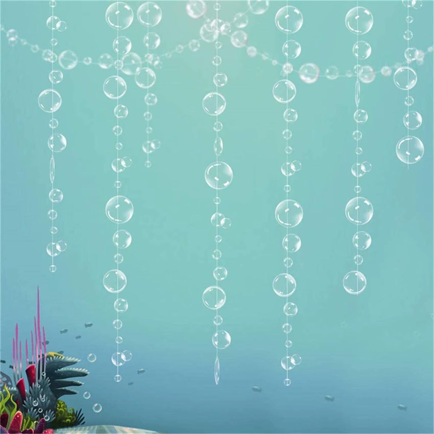 Under the Sea Bubble Garland – Ocean Theme Hanging Banner for Mermaid Birthday Party Decor