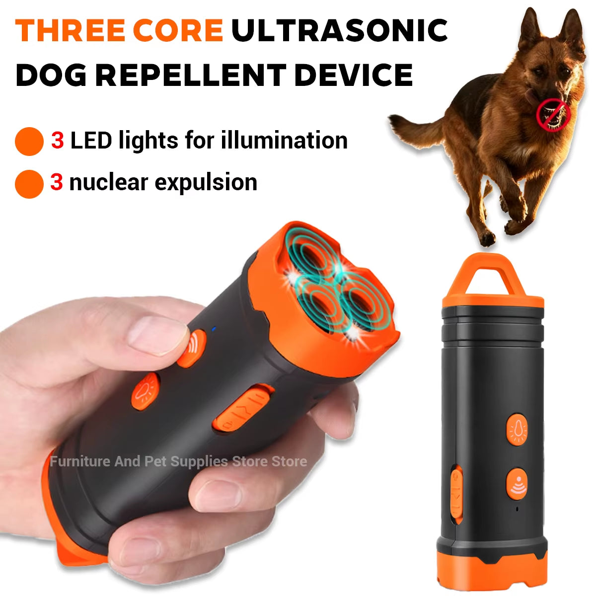 Ultrasonic Dog Bark Control Device – Rechargeable Anti-Barking Trainer with LED Flashlight