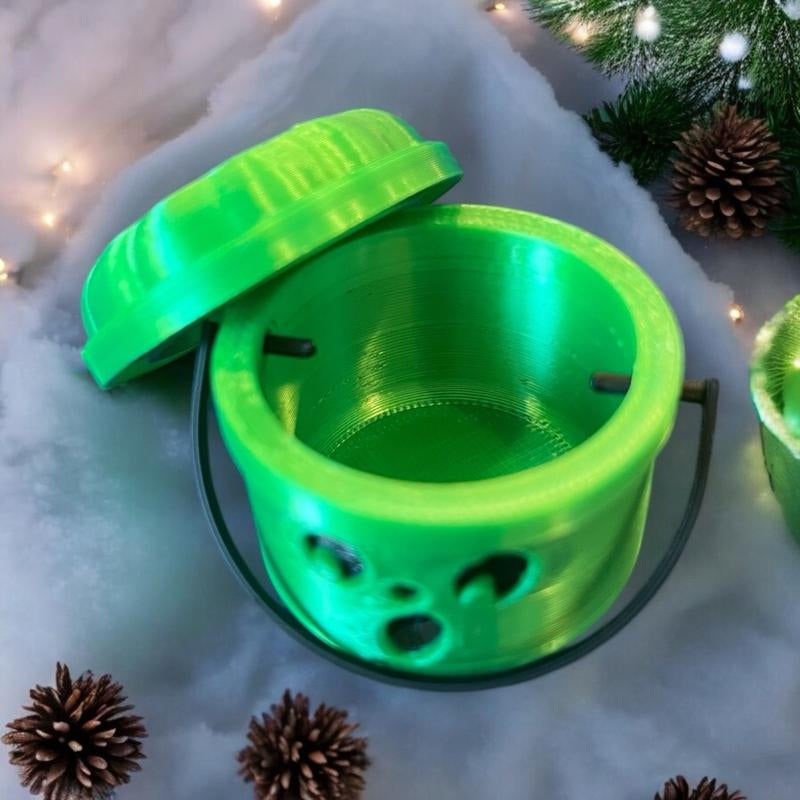 Holly Jolly Mini Bucket for Holiday Christmas Decor Container