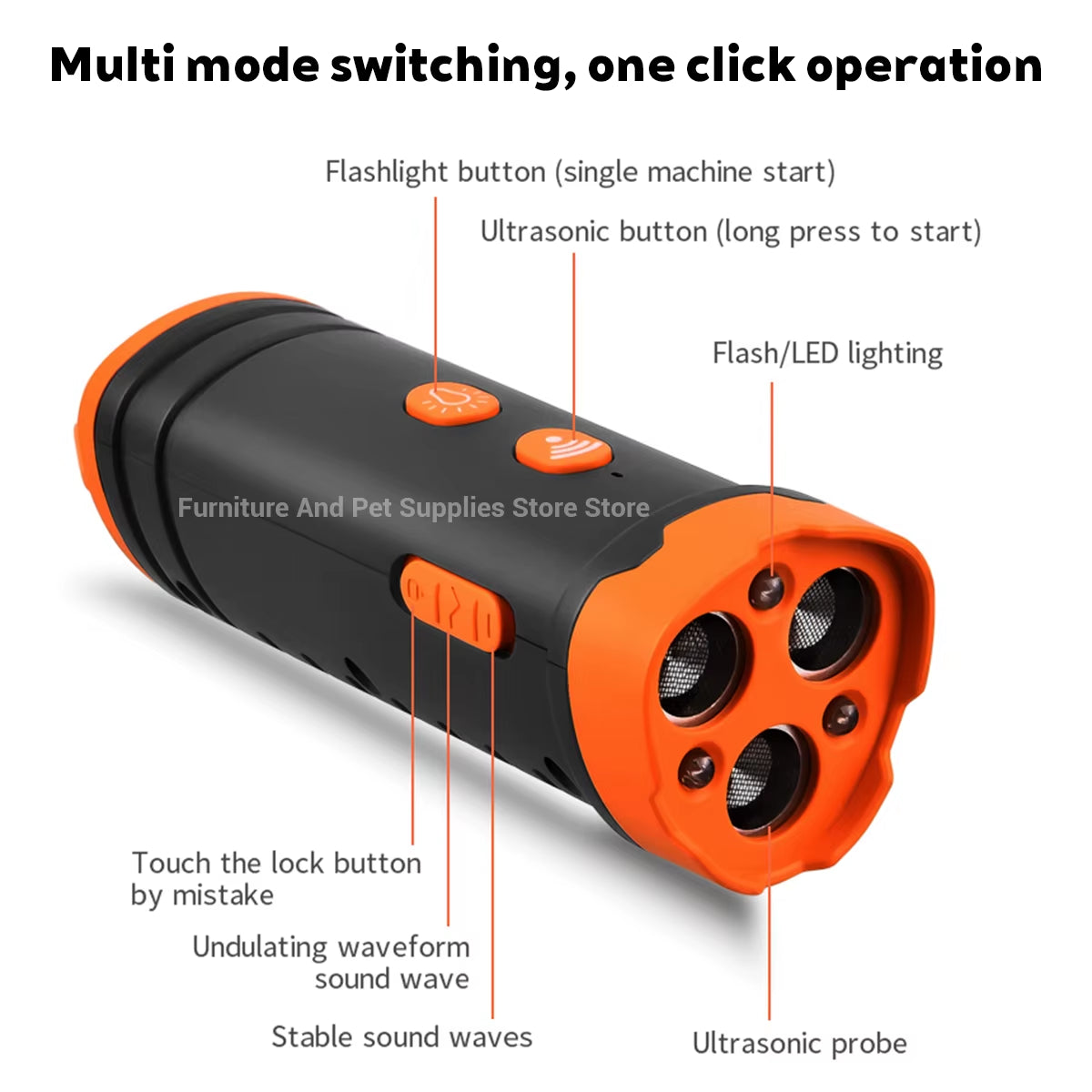 Ultrasonic Dog Bark Control Device – Rechargeable Anti-Barking Trainer with LED Flashlight