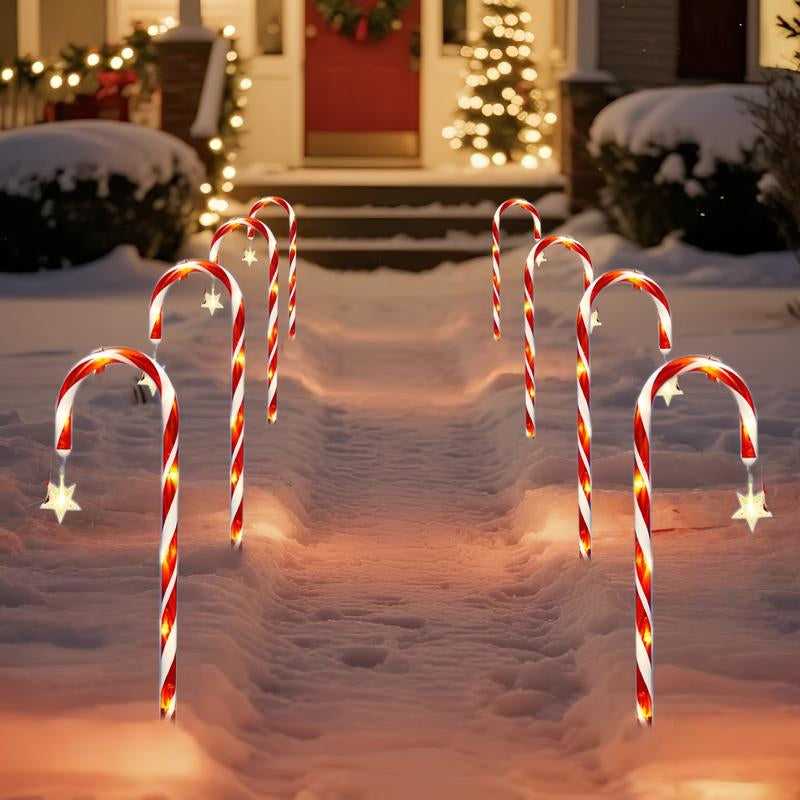 Solar Star Candy Cane Lights – LED Twinkle Xmas Decor