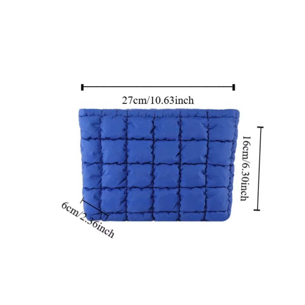Quilted Makeup Bag Elegant Cotton Cosmetic Clutch