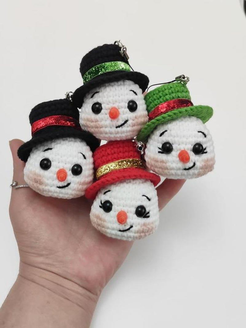 Crochet Snowman Bauble, Christmas Crochet, Snowman Christmas Tree Ornament, Crochet Snowman Keychain, Christmas Day Gift (Handmade Goods Will Be Made by Hand so the Production Time Will Be a Little Longer)