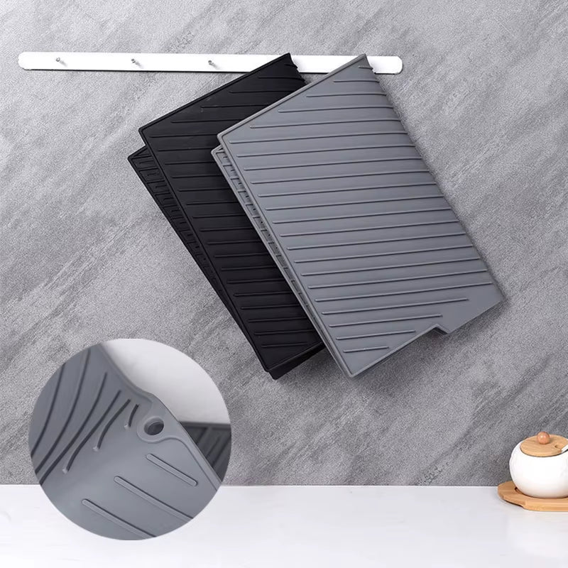 Silicone Dish Drying Mat for Kitchen Countertop – Non-Slip Heat-Resistant Dish Drain & Pot Drying Mat