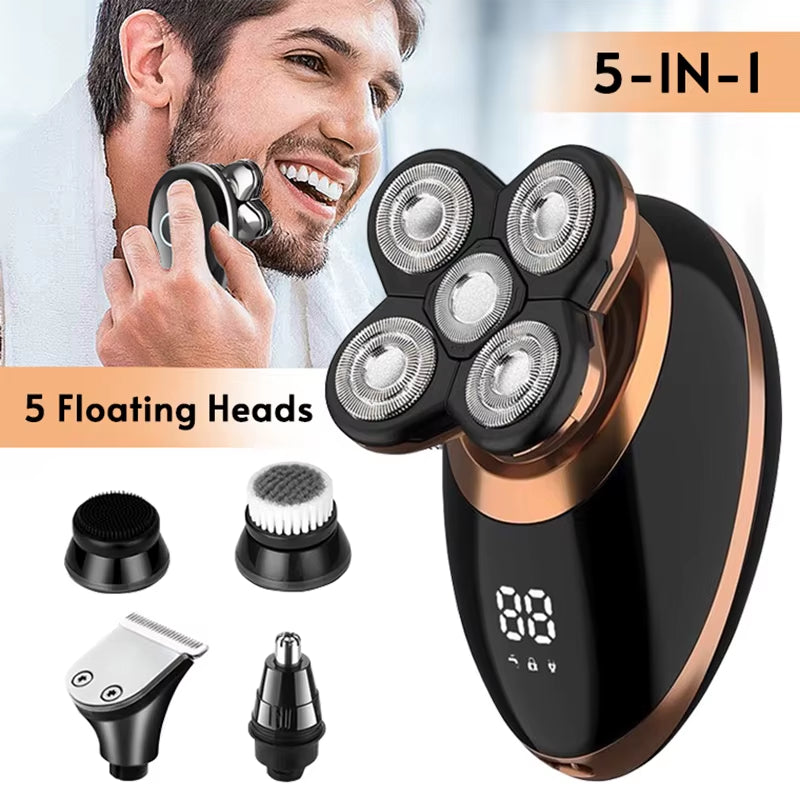 Rechargeable 5-Blade Razor – Head, Beard, Nose Trim