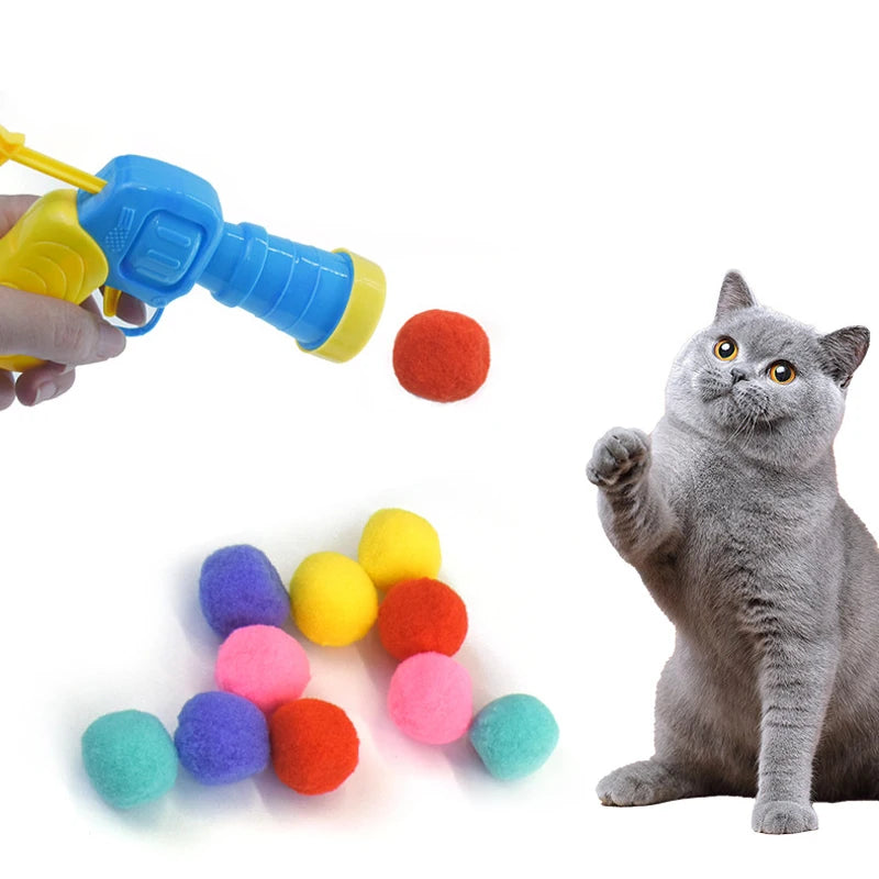 Cat Plush Ball Shooting Toy Silent Pet Game