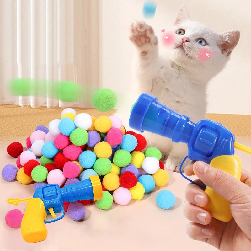 Cat Plush Ball Shooting Toy Silent Pet Game