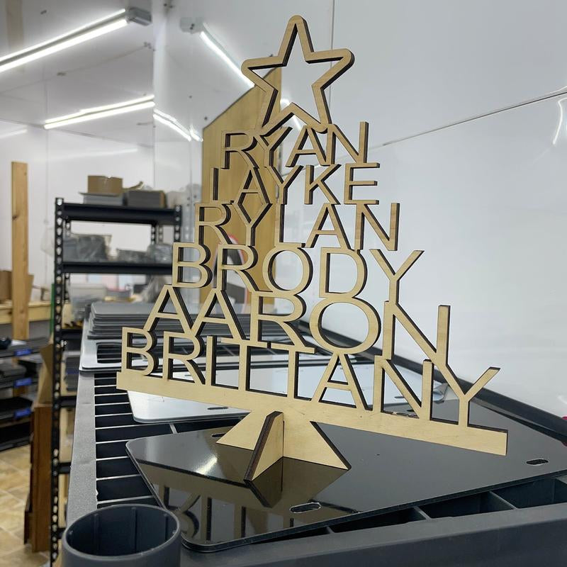 Personalized Christmas Tree Family Name Custom Christmas Decor Gift Oak