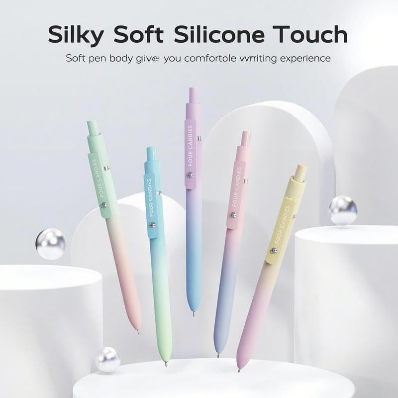 Black Gel Pens, 6Pcs 0.7Mm Quick Dry Black Ink Pens with 3 Extra Refills, Fine Point Smooth Writing Pens for Journaling, Office, Note Taking, School Supplies, Nurse Aesthetic(Black Gray White&Gradient)