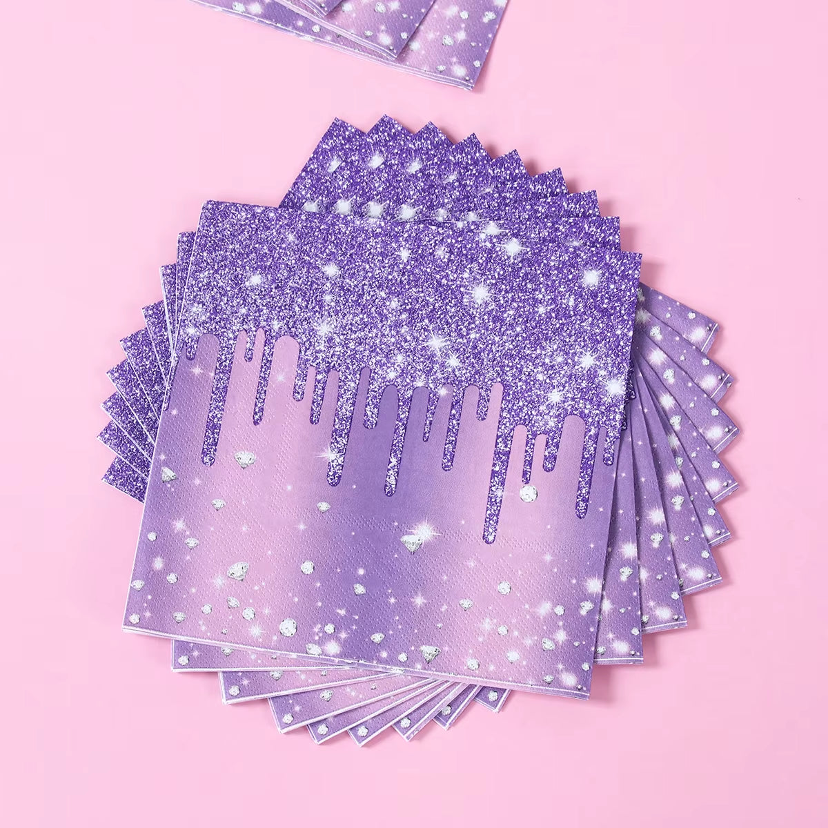 Purple Party Decoration Paper Plates Napkins Party Supplies Diamond Glitter Decorations Purple Birthday Wedding Party Decoration