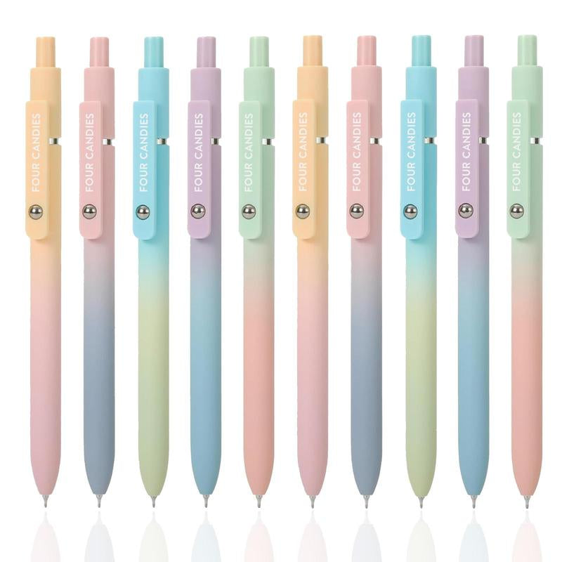 Black Gel Pens, 6Pcs 0.7Mm Quick Dry Black Ink Pens with 3 Extra Refills, Fine Point Smooth Writing Pens for Journaling, Office, Note Taking, School Supplies, Nurse Aesthetic(Black Gray White&Gradient)