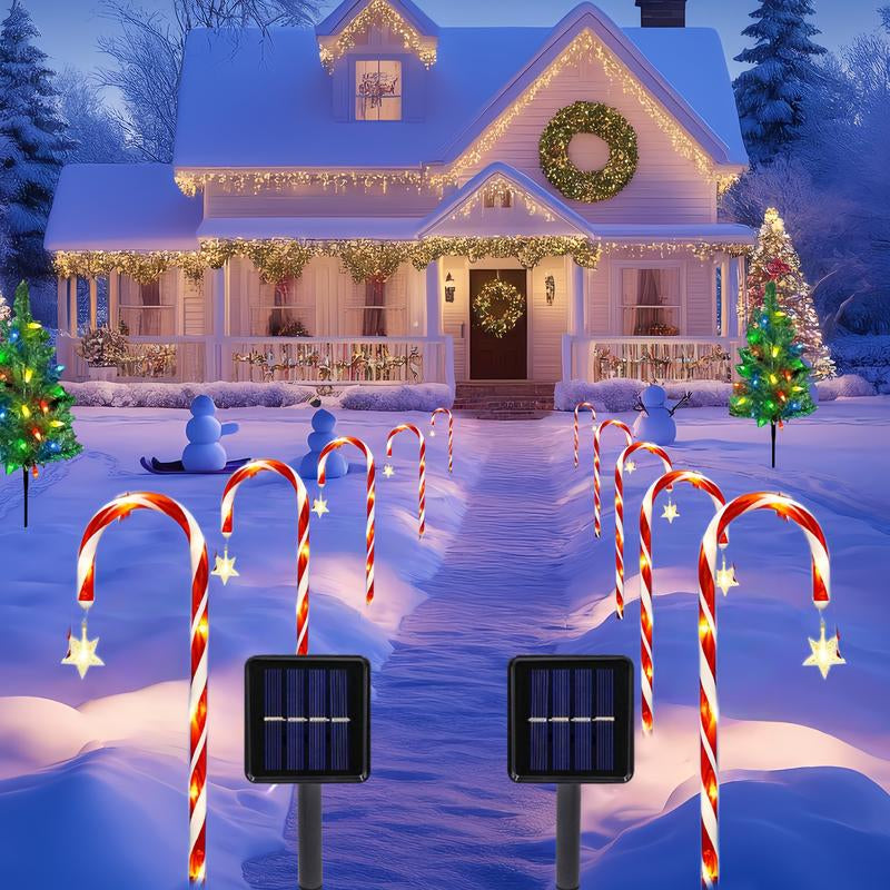 Solar Star Candy Cane Lights – LED Twinkle Xmas Decor