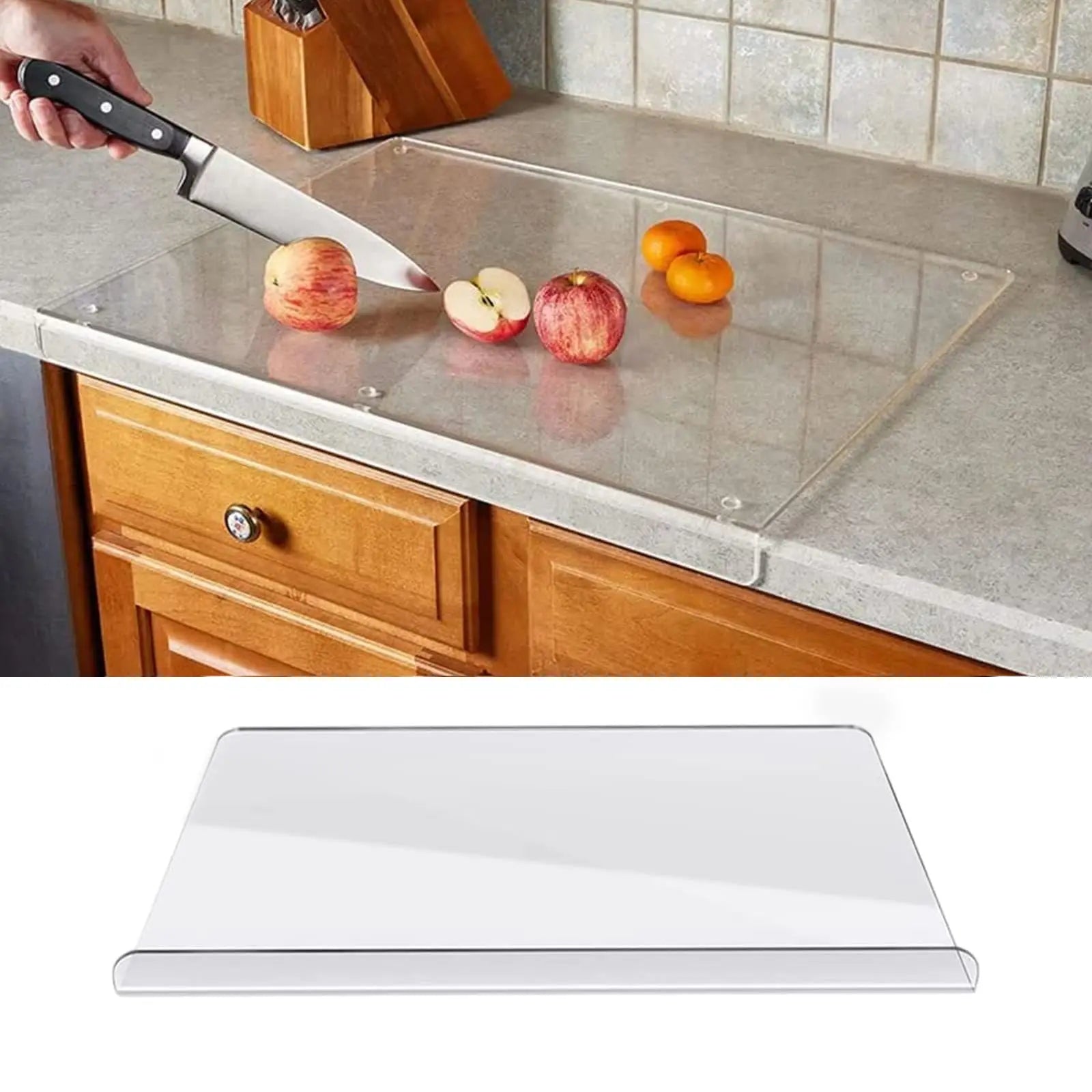 Acrylic Transparent Cutting Board with Lip – Anti-Slip Countertop Protector for Kitchen