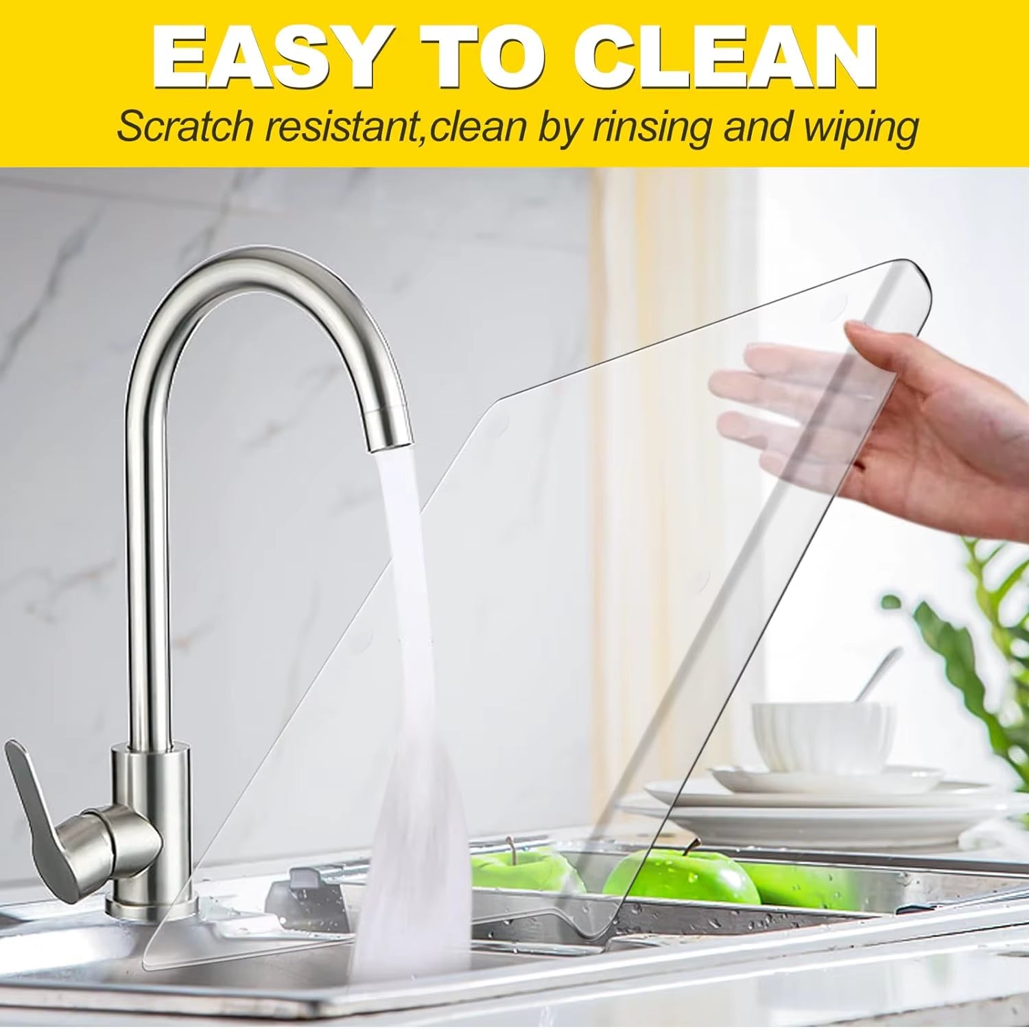 Acrylic Transparent Cutting Board with Lip – Anti-Slip Countertop Protector for Kitchen