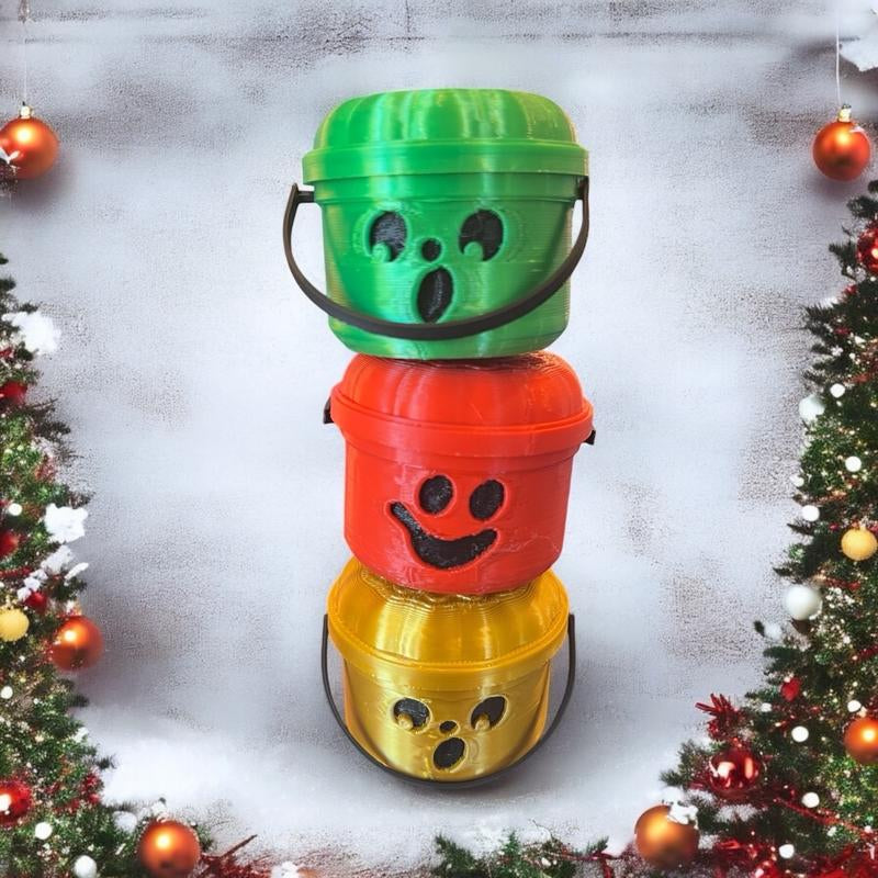 Holly Jolly Mini Bucket for Holiday Christmas Decor Container