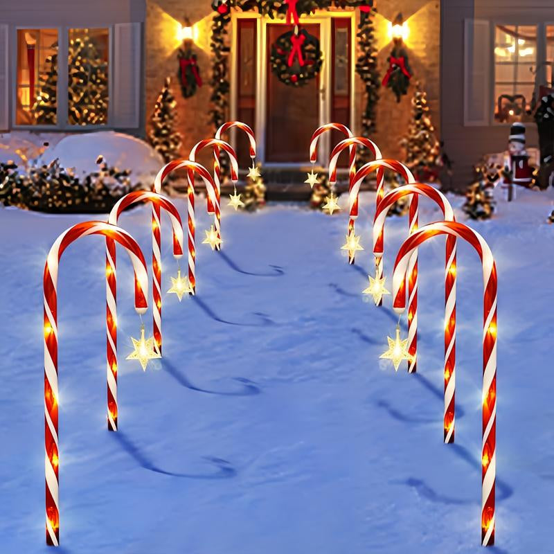 Solar Star Candy Cane Lights – LED Twinkle Xmas Decor