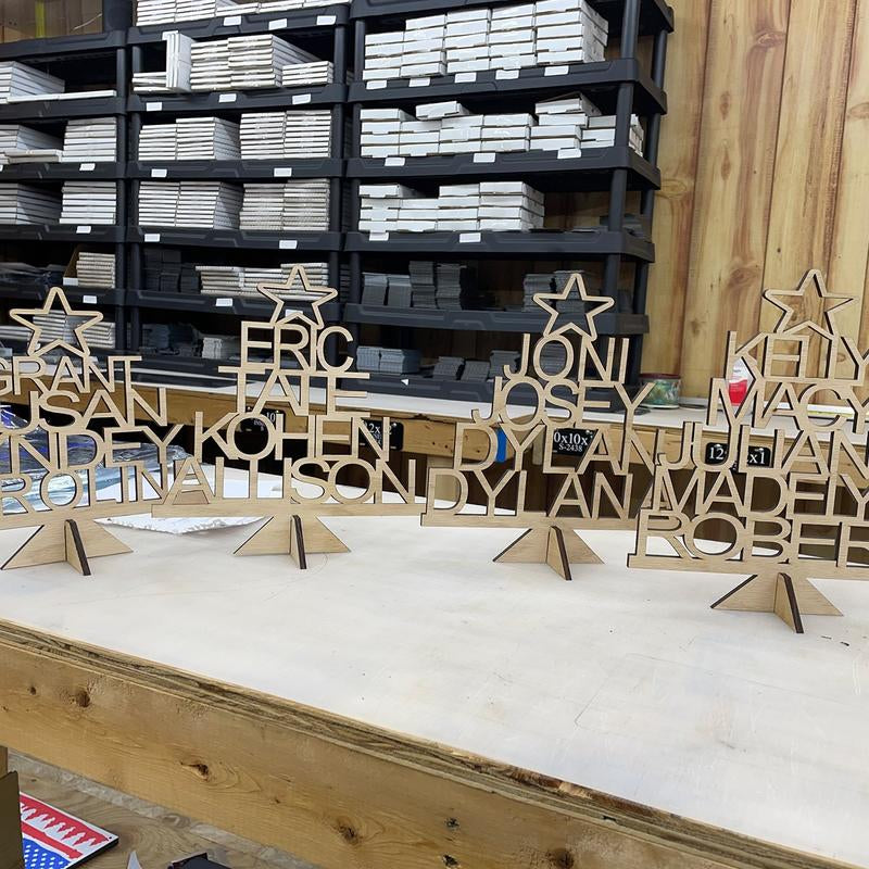 Personalized Christmas Tree Family Name Custom Christmas Decor Gift Oak