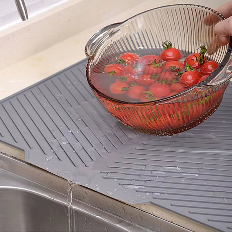 Silicone Dish Drying Mat for Kitchen Countertop – Non-Slip Heat-Resistant Dish Drain & Pot Drying Mat