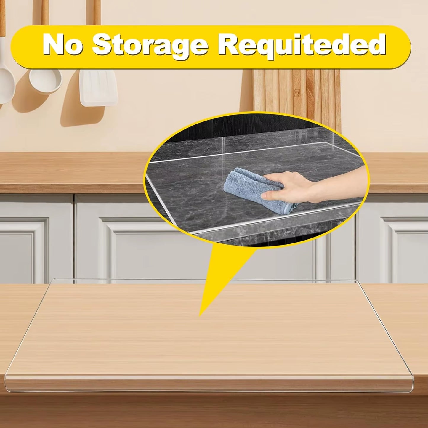 Acrylic Transparent Cutting Board with Lip – Anti-Slip Countertop Protector for Kitchen
