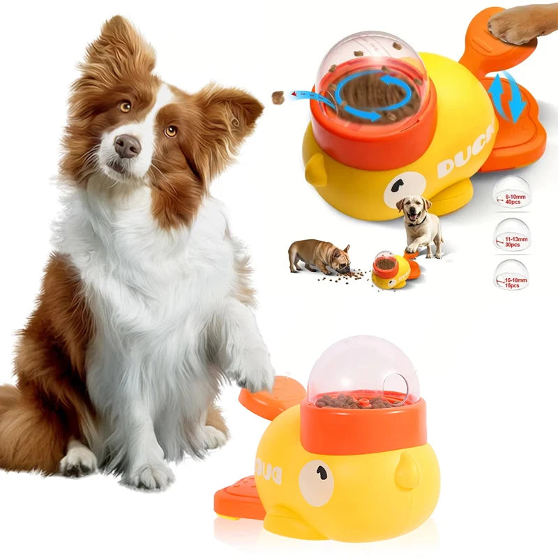 Cartoon Duck Design Pet Snack Puzzle Feeder - Anti-Slip Automatic Dog and Cat Food Dispenser Toy