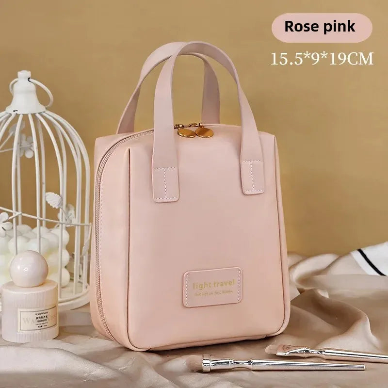 New Large Capacity Travel Cosmetic Bag Portable Leather Toiletry Bag with Handle Organizer Multifunctional Waterproof Makeup Bag