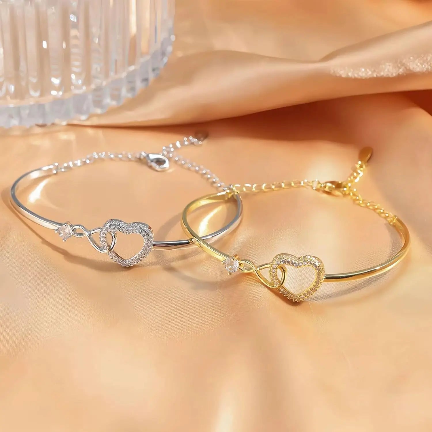 To My Daughter Forever Connected Bracelet – Infinity Heart CZ Gift from Mom with Message Card & Gift Box