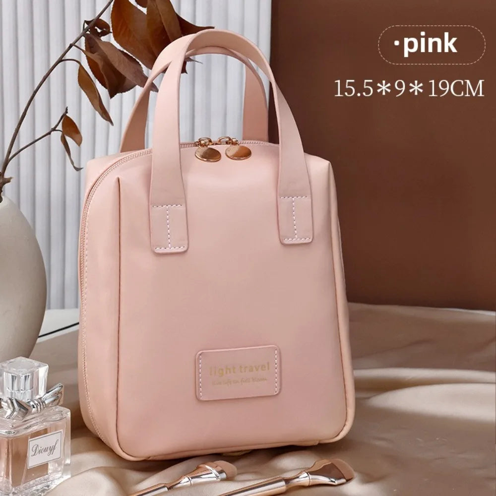 New Large Capacity Travel Cosmetic Bag Portable Leather Toiletry Bag with Handle Organizer Multifunctional Waterproof Makeup Bag