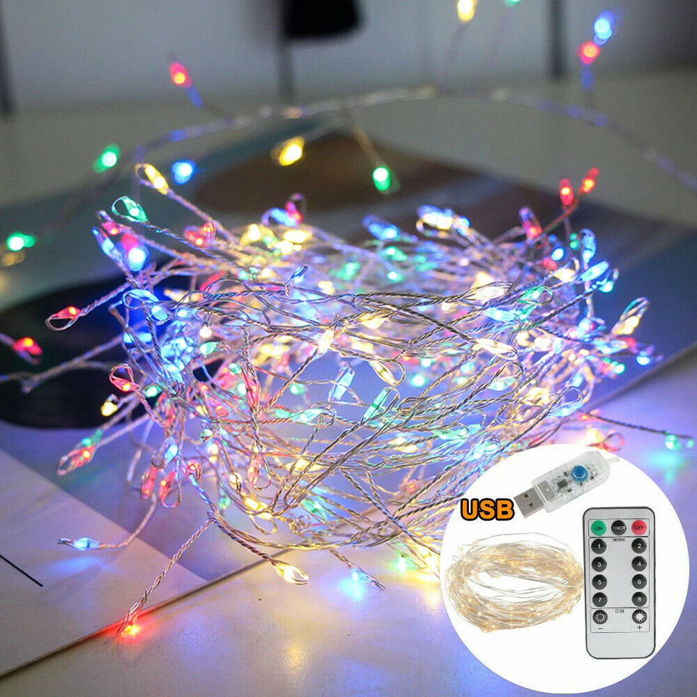LED String Light USB Copper Wire Firecracker Fairy Lights 8 Modes Multicolor Remote Control Garland Lamp Wedding Xmas Home Decor