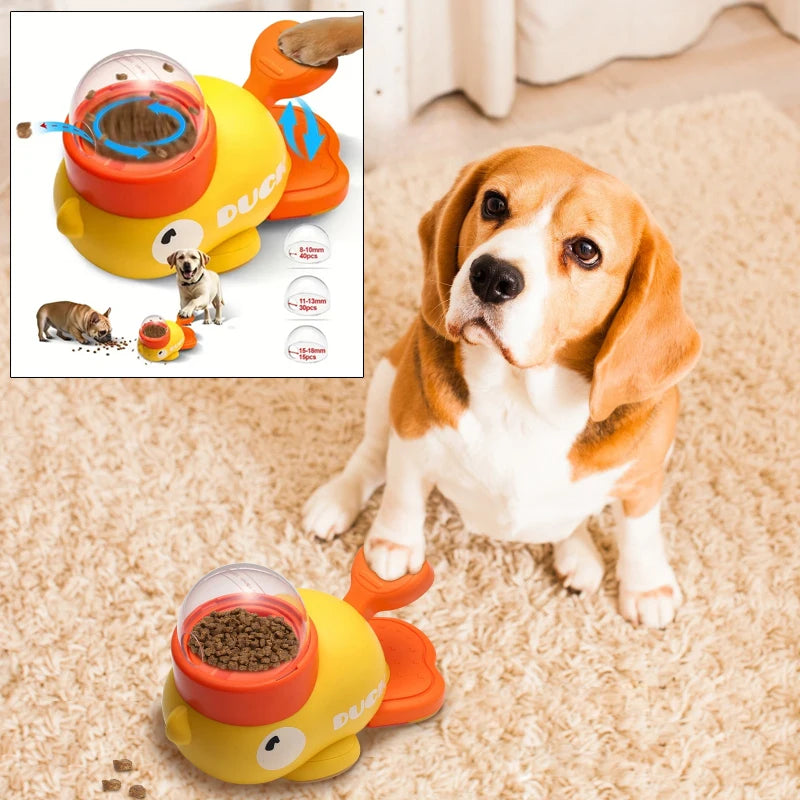 Cartoon Duck Design Pet Snack Puzzle Feeder - Anti-Slip Automatic Dog and Cat Food Dispenser Toy