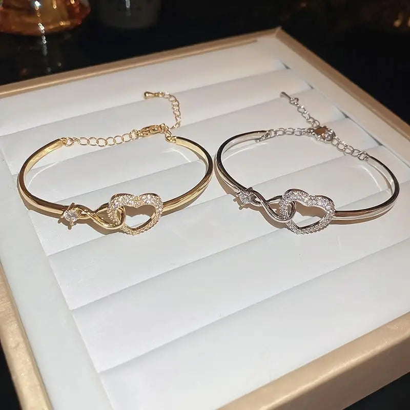 To My Daughter Forever Connected Bracelet – Infinity Heart CZ Gift from Mom with Message Card & Gift Box
