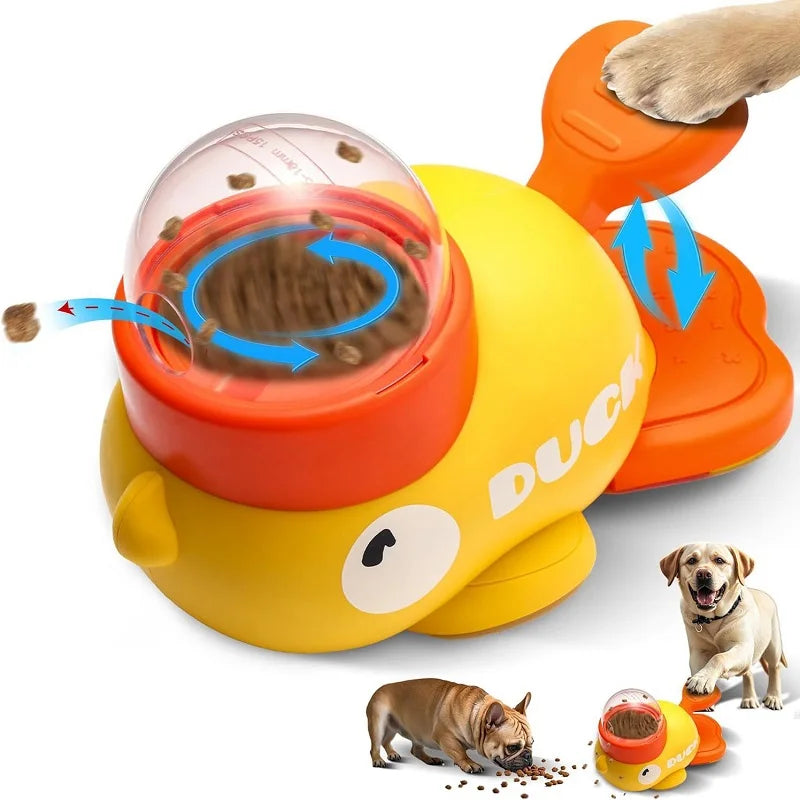 Cartoon Duck Design Pet Snack Puzzle Feeder - Anti-Slip Automatic Dog and Cat Food Dispenser Toy
