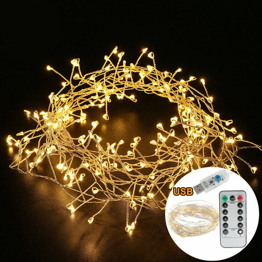 LED String Light USB Copper Wire Firecracker Fairy Lights 8 Modes Multicolor Remote Control Garland Lamp Wedding Xmas Home Decor