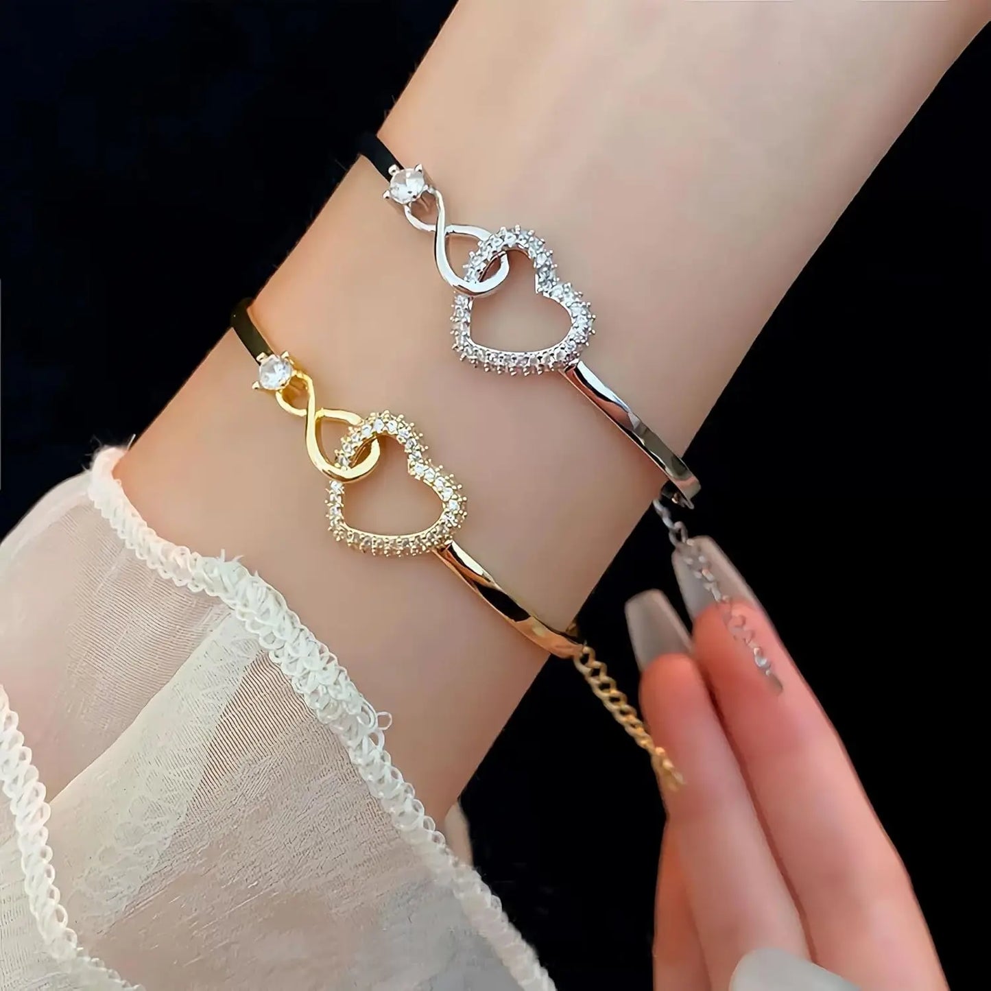To My Daughter Forever Connected Bracelet – Infinity Heart CZ Gift from Mom with Message Card & Gift Box