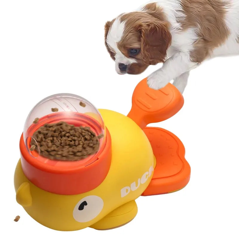 Cartoon Duck Design Pet Snack Puzzle Feeder - Anti-Slip Automatic Dog and Cat Food Dispenser Toy