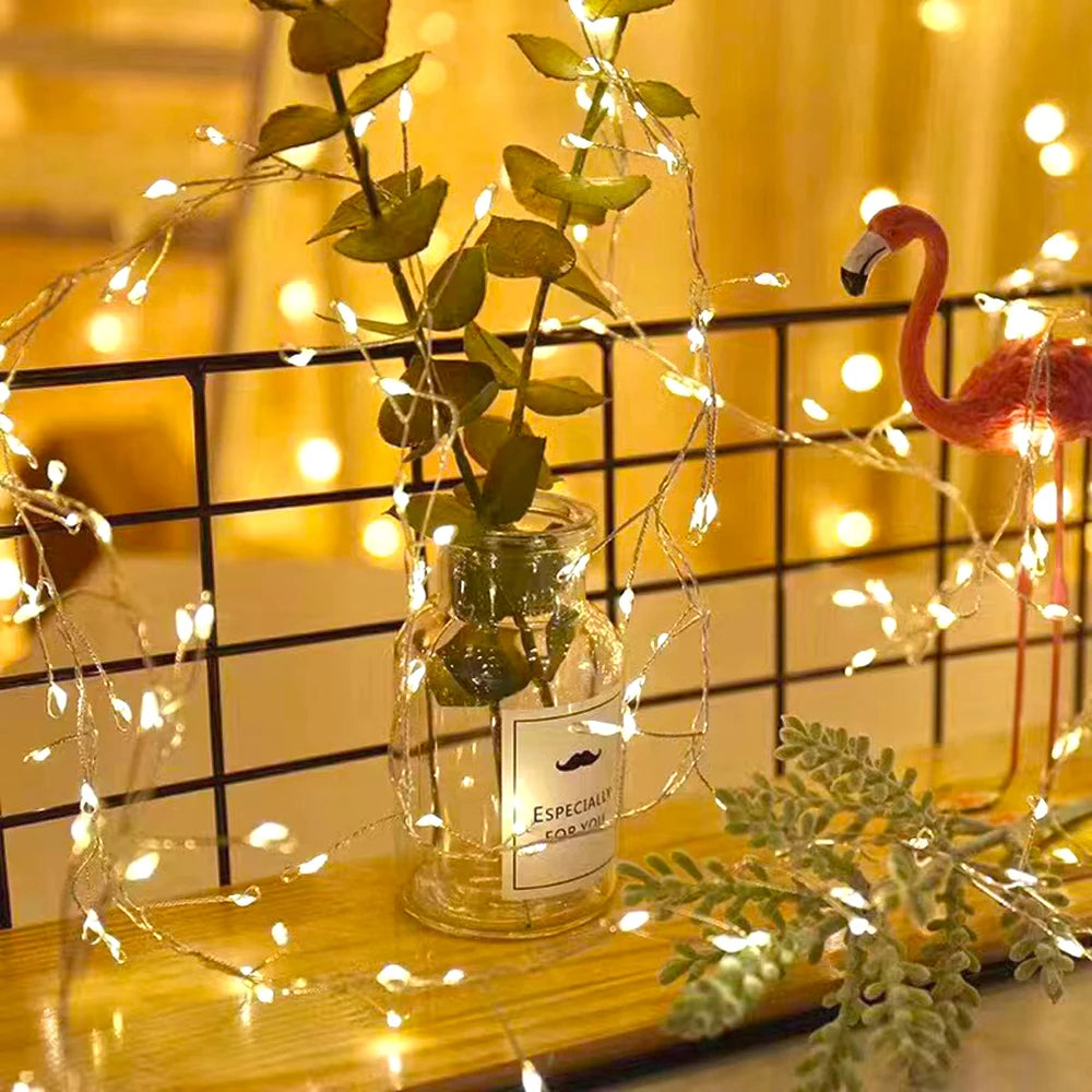 LED String Light USB Copper Wire Firecracker Fairy Lights 8 Modes Multicolor Remote Control Garland Lamp Wedding Xmas Home Decor